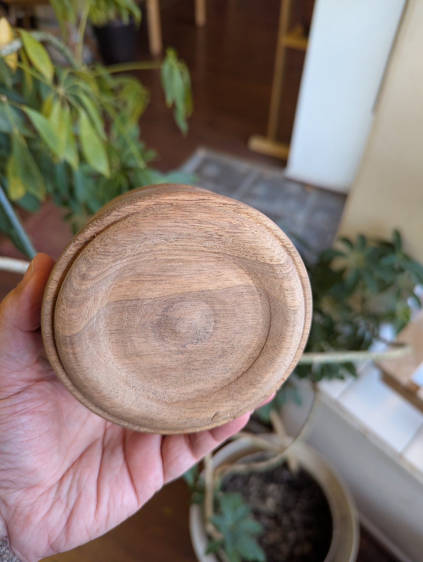 Bol d'offrandes en bois/ couvert