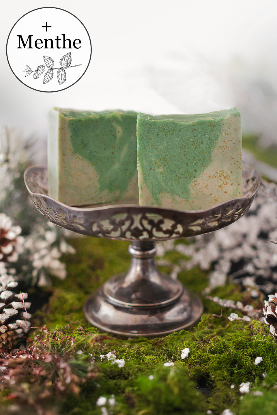 Savon Artisanal exfoliant: Chaï et feuilles de menthe