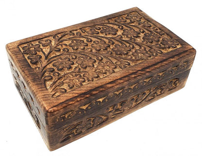 Carved wooden box