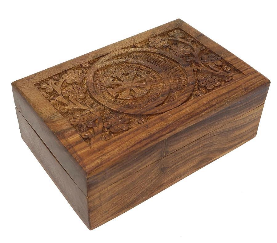 Carved wooden box