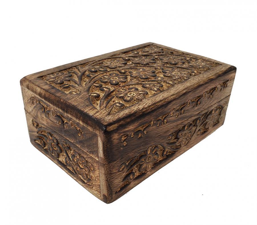 Carved wooden box