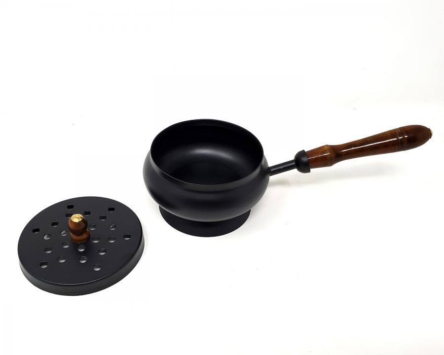 9" Charcoal Burner with Lid and Wooden Handle