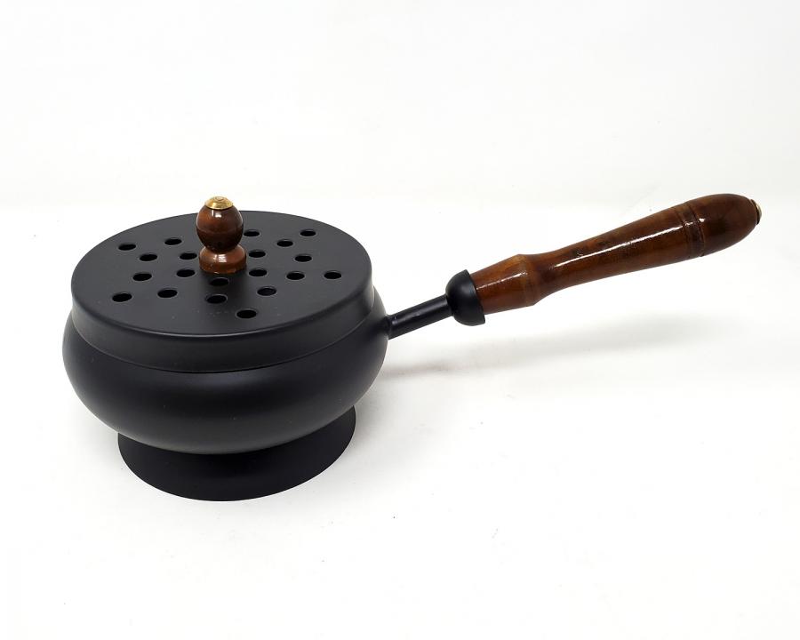 9" Charcoal Burner with Lid and Wooden Handle