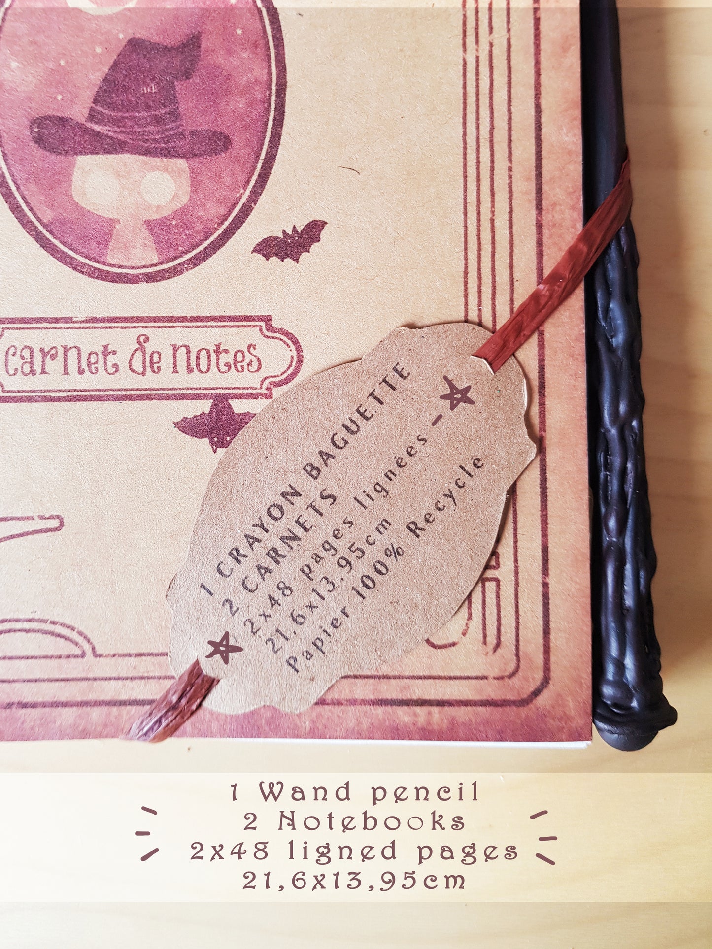 Ensemble 2 Carnet sorciers + Crayon baguette