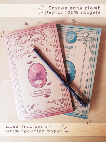 Ensemble 2 Carnet sorciers + Crayon baguette