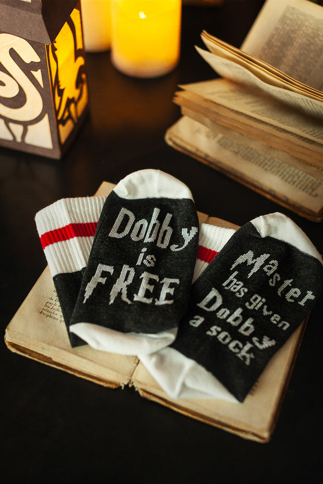 Fantasy stockings: "Dobby is free"
